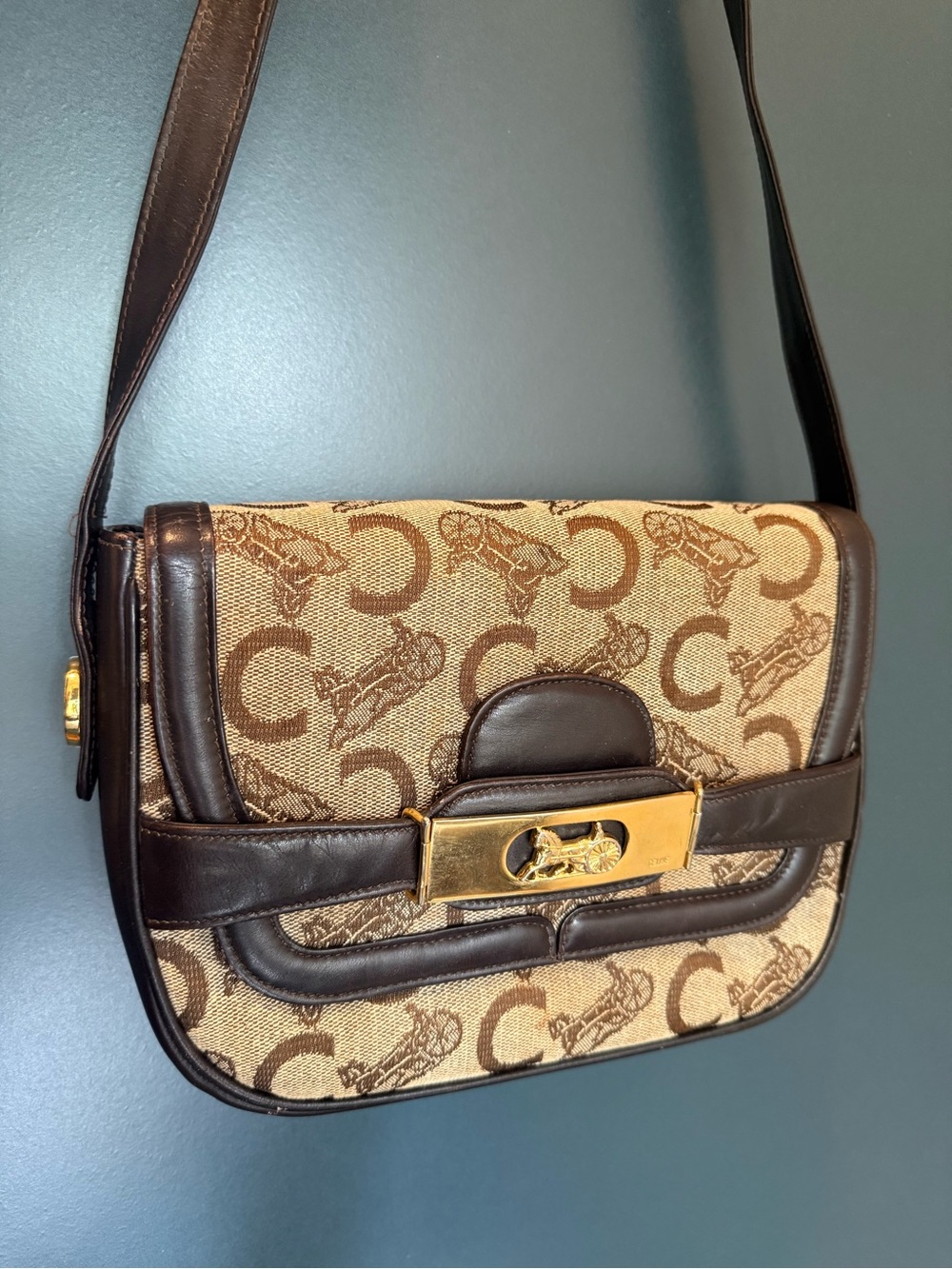 Celine Vintage ‘70s C Sulky / C Macadam Horse Carriage shoulder bag - Picture 4 of 16